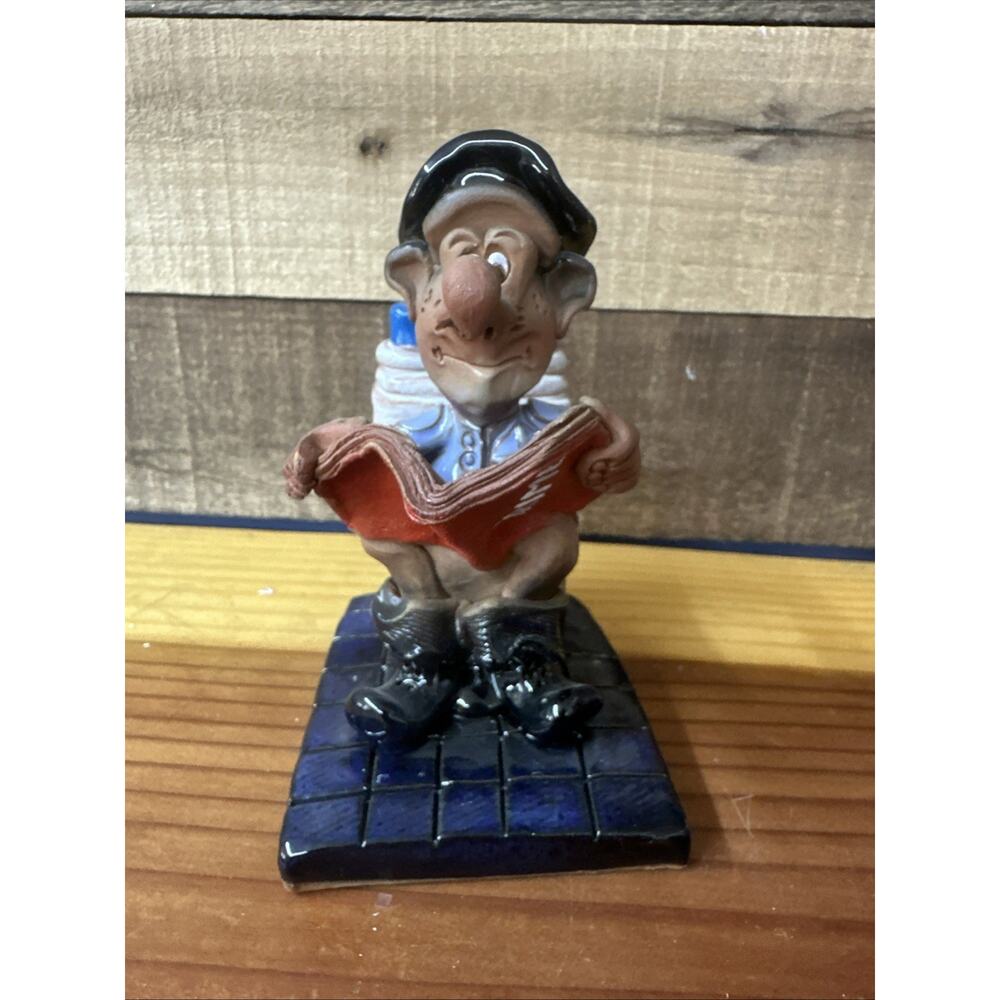 Clay Police Officer On Toliet Figure